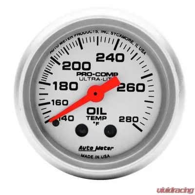 AutoMeter GAUGE; OIL TEMP; 2 1/16in.; 140-280deg.F; MECHANICAL; ULTRA-LITE - 4341