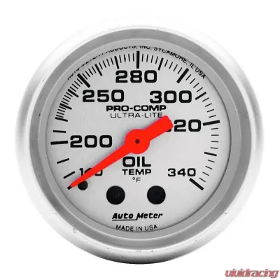 AutoMeter GAUGE; OIL TANK TEMP; 2 1/16in.; 140-340deg.F; MECHANICAL; ULTRA-LITE - 4346