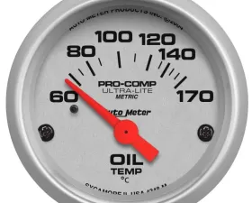 AutoMeter GAUGE; OIL TEMP; 2 1/16in.; 60-170deg.F; ELECTRIC; ULTRA-LITE