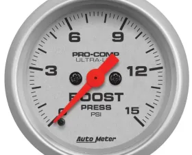 AutoMeter GAUGE; BOOST; 2 1/16in.; 15PSI; DIGITAL STEPPER MOTOR; ULTRA-LITE