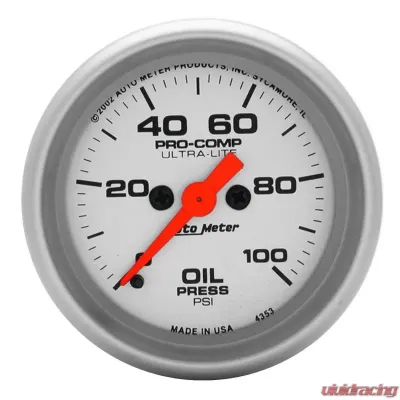 AutoMeter GAUGE; OIL PRESSURE; 2 1/16IN.; 100PSI; DIGITAL STEPPER MOTOR; ULTRA-LITE - 4353