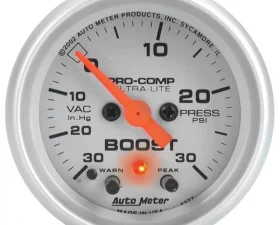 AutoMeter GAUGE; VAC/BOOST; 2 1/16in.; 30INHG-30PSI; STEPPER MOTOR W/PEAK/WARN; ULTRA-LITE