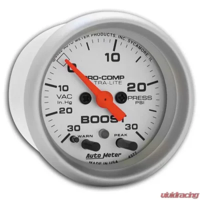 AutoMeter GAUGE; VAC/BOOST; 2 1/16in.; 30INHG-30PSI; STEPPER MOTOR W/PEAK/WARN; ULTRA-LITE - 4377