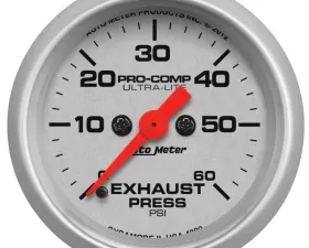 AutoMeter GAUGE; EXHAUST PRESS; 2 1/16in.; 60PSI; DIGITAL STEPPER MOTOR; ULTRA-LITE