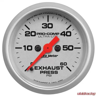 AutoMeter GAUGE; EXHAUST PRESS; 2 1/16in.; 60PSI; DIGITAL STEPPER MOTOR; ULTRA-LITE - 4392