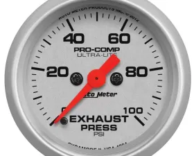 AutoMeter GAUGE; EXHAUST PRESS; 2 1/16in.; 100PSI; DIGITAL STEPPER MOTOR; ULTRA-LITE