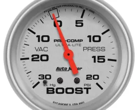 AutoMeter GAUGE; VAC/BOOST; 2 5/8in.; 30INHG-20PSI; MECHANICAL; ULTRA-LITE