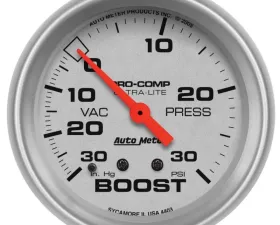 AutoMeter GAUGE; VAC/BOOST; 2 5/8in.; 30INHG-30PSI; MECHANICAL; ULTRA-LITE