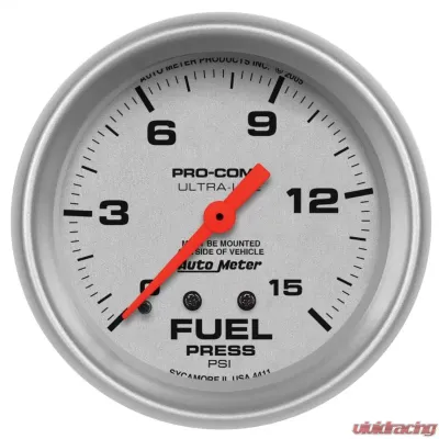 AutoMeter GAUGE; FUEL PRESSURE; 2 5/8in.; 15PSI; MECHANICAL; ULTRA-LITE - 4411