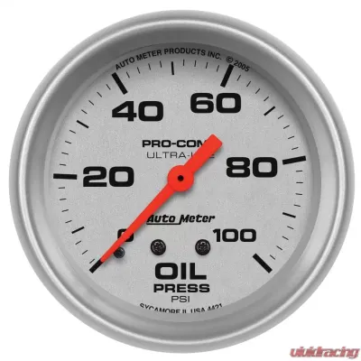 AutoMeter GAUGE; OIL PRESSURE; 2 5/8in.; 100PSI; MECHANICAL; ULTRA-LITE - 4421