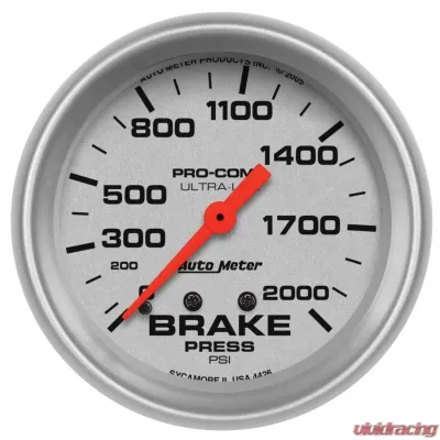 AutoMeter GAUGE; BRAKE PRESSURE; 2 5/8in.; 2000PSI; MECHANICAL; ULTRA-LITE - 4426