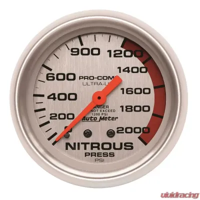 AutoMeter GAUGE; NITROUS PRESSURE; 2 5/8in.; 2000PSI; MECHANICAL; ULTRA-LITE - 4428