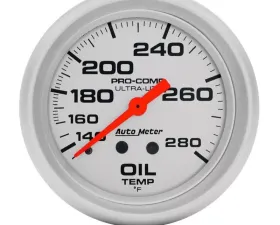 AutoMeter GAUGE; OIL TEMP; 2 5/8in.; 140-280deg.F; MECHANICAL; ULTRA-LITE