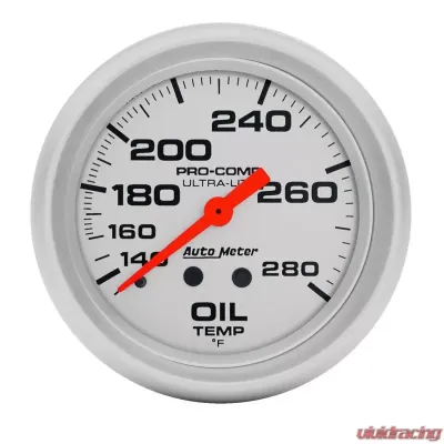 AutoMeter GAUGE; OIL TEMP; 2 5/8in.; 140-280deg.F; MECHANICAL; ULTRA-LITE - 4441