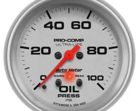 AutoMeter GAUGE; OIL PRESS; 2 5/8IN.; 100PSI; DIGITAL STEPPER MOTOR; ULTRA-LITE