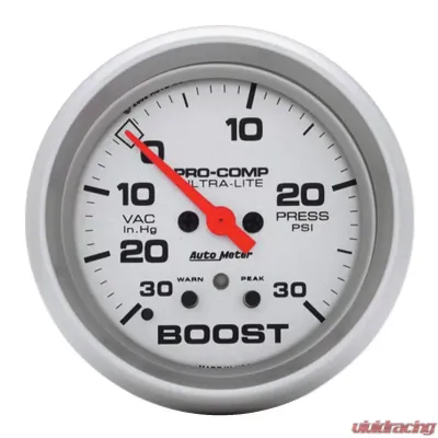 AutoMeter GAUGE; VAC/BOOST; 2 5/8in.; 30INHG-30PSI; STEPPER MOTOR W/PEAK/WARN; ULTRA-LITE - 4477