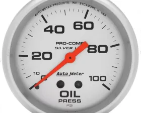 AutoMeter GAUGE; OIL PRESS; 2 5/8in.; 100PSI; LIQUID FILLED MECH; ULTRA-LITE