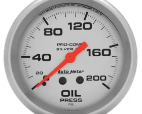 AutoMeter GAUGE; OIL PRESS; 2 5/8in.; 200PSI; LIQUID FILLED MECH; ULTRA-LITE