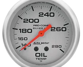 AutoMeter GAUGE; OIL TEMP; 2 5/8in.; 140-280deg.F; 8FT.; LIQUID FILLED MECH; ULTRA-LITE