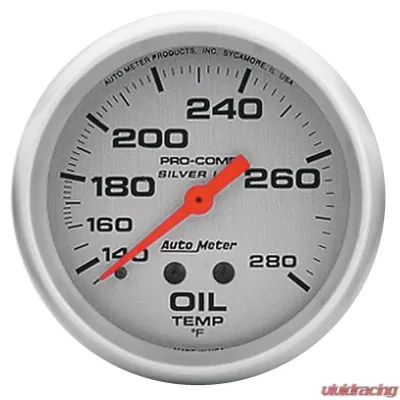AutoMeter GAUGE; OIL TEMP; 2 5/8in.; 140-280deg.F; 8FT.; LIQUID FILLED MECH; ULTRA-LITE - 4641