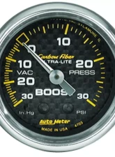 AutoMeter GAUGE; VAC/BOOST; 2 1/16in.; 30INHG-30PSI; MECHANICAL; CARBON FIBER                                     - 4703 - Image 3