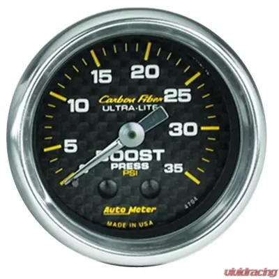 AutoMeter GAUGE; BOOST; 2 1/16in.; 35PSI; MECHANICAL; CARBON FIBER - 4704