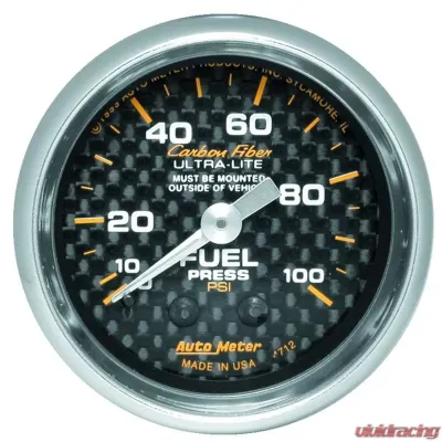 AutoMeter GAUGE; FUEL PRESSURE; 2 1/16in.; 100PSI; MECHANICAL; CARBON FIBER - 4712