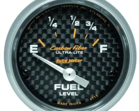 AutoMeter GAUGE; FUEL LEVEL; 2 1/16in.; 73OE TO 10OF; ELEC; CARBON FIBER