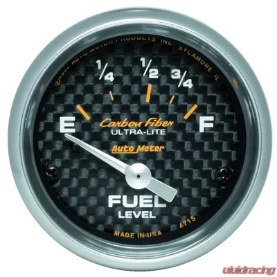 AutoMeter GAUGE; FUEL LEVEL; 2 1/16in.; 73OE TO 10OF; ELEC; CARBON FIBER - 4715