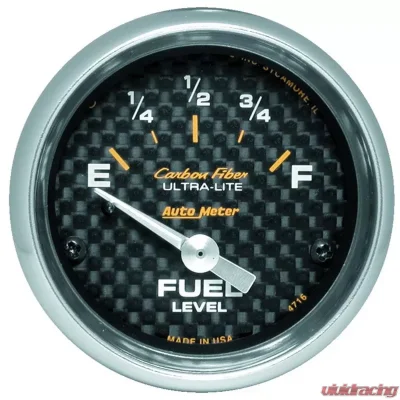 AutoMeter GAUGE; FUEL LEVEL; 2 1/16in.; 240OE TO 33OF; ELEC; CARBON FIBER - 4716