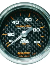 AutoMeter GAUGE; OIL PRESSURE; 2 1/16in.; 100PSI; MECHANICAL; CARBON FIBER                                     - 4721 - Image 2