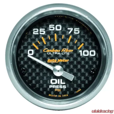AutoMeter GAUGE; OIL PRESSURE; 2 1/16in.; 100PSI; ELECTRIC; CARBON FIBER - 4727