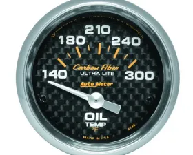 AutoMeter GAUGE; OIL TEMP; 2 1/16in.; 140-300deg.F; ELECTRIC; CARBON FIBER