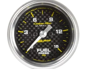 AutoMeter GAUGE; FUEL PRESSURE; 2 1/16in.; 15PSI; DIGITAL STEPPER MOTOR; CARBON FIBER