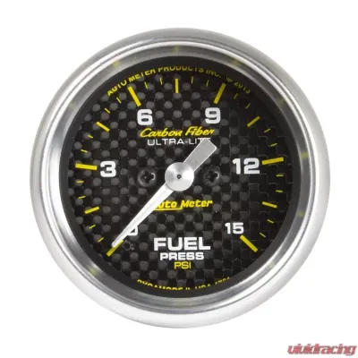 AutoMeter GAUGE; FUEL PRESSURE; 2 1/16in.; 15PSI; DIGITAL STEPPER MOTOR; CARBON FIBER - 4761