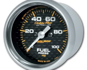 AutoMeter GAUGE; FUEL PRESSURE; 2 1/16in.; 100PSI; DIGITAL STEPPER MOTOR; CARBON FIBER
