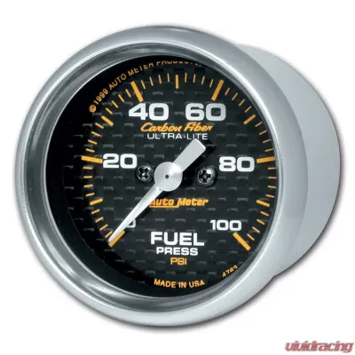 AutoMeter GAUGE; FUEL PRESSURE; 2 1/16in.; 100PSI; DIGITAL STEPPER MOTOR; CARBON FIBER - 4763