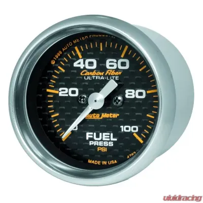 AutoMeter GAUGE; FUEL PRESSURE; 2 1/16in.; 100PSI; DIGITAL STEPPER MOTOR; CARBON FIBER - 4763