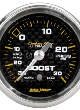 AutoMeter GAUGE; VAC/BOOST; 2 1/16in.; 30INHG-30PSI; STEPPER MOTOR W/PK/WRN; CARBON FIBER                                     - 4777 - Image 3