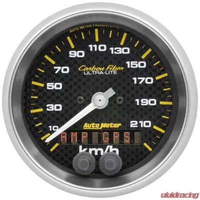 AutoMeter GAUGE; SPEEDOMETER; 3 3/8in.; 225KM/H; GPS; CARBON FIBER - 4780-M