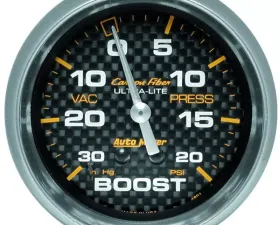 AutoMeter GAUGE; VAC/BOOST; 2 5/8in.; 30INHG-20PSI; MECHANICAL; CARBON FIBER