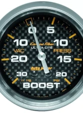 AutoMeter GAUGE; VAC/BOOST; 2 5/8in.; 30INHG-20PSI; MECHANICAL; CARBON FIBER                                     - 4801 - Image 3