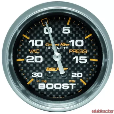 AutoMeter GAUGE; VAC/BOOST; 2 5/8in.; 30INHG-20PSI; MECHANICAL; CARBON FIBER - 4801