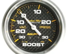 AutoMeter GAUGE; VAC/BOOST; 2 5/8in.; 30INHG-30PSI; MECHANICAL; CARBON FIBER