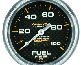 AutoMeter GAUGE; FUEL PRESSURE; 2 5/8in.; 100PSI; MECHANICAL; CARBON FIBER