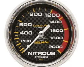 AutoMeter GAUGE; NITROUS PRESSURE; 2 5/8in.; 1600PSI; MECHANICAL; CARBON FIBER