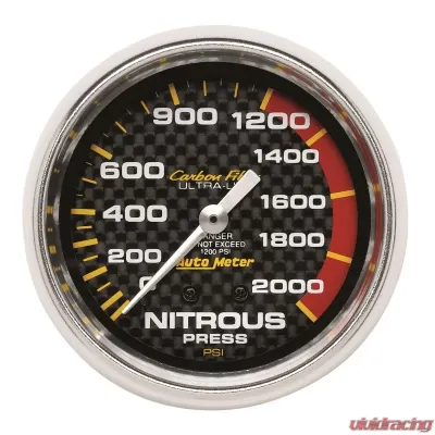 AutoMeter GAUGE; NITROUS PRESSURE; 2 5/8in.; 1600PSI; MECHANICAL; CARBON FIBER - 4828