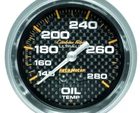 AutoMeter GAUGE; OIL TEMP; 2 5/8in.; 140-280deg.F; MECHANICAL; CARBON FIBER