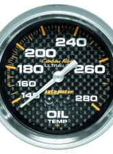 AutoMeter GAUGE; OIL TEMP; 2 5/8in.; 140-280deg.F; MECHANICAL; CARBON FIBER                                     - 4841 - Image 2