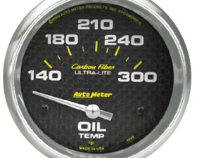 AutoMeter GAUGE; OIL TEMP; 2 5/8in.; 140-300deg.F; ELECTRIC; CARBON FIBER